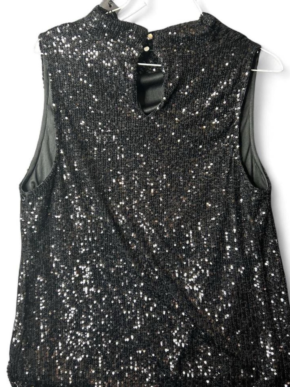 Cable & Gauge Black Fully Sequin Cowl Neck Sleeveless top party date night sexy - Picture 3 of 6